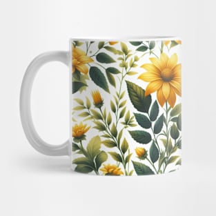 Yellow Flower Green Leaves Mug